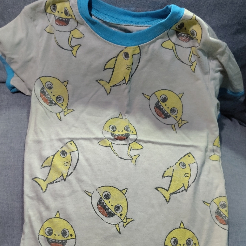 Kids Shark Print T-Shirt - Blue and Yellow